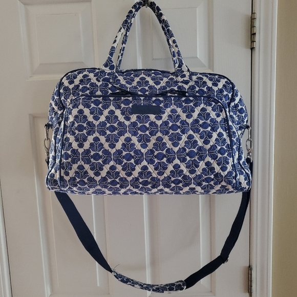Vera Bradley Handbags - Vera Bradley Cobalt Tile Blue White Large Weekender Travel Bag